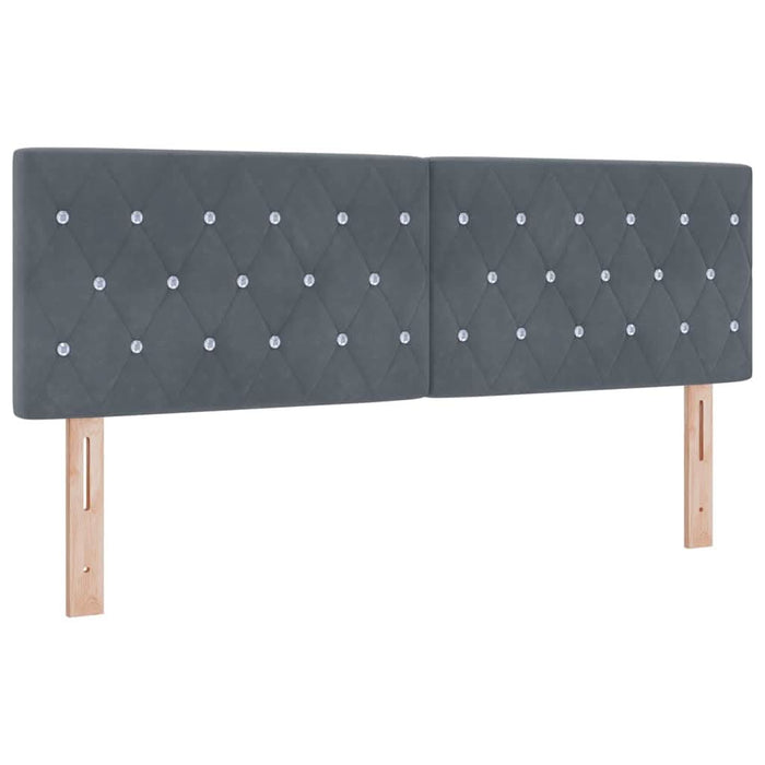 Pat cu arcuri cu saltea Gri închis 140 x 190 cm Catifea - WALTI WALTI