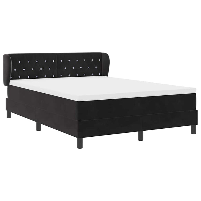 Pat cu arcuri cu headboard Negru 140 x 200 cm Catifea WALTI
