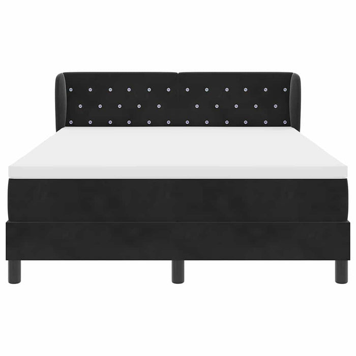Pat cu arcuri cu headboard Negru 140 x 200 cm Catifea WALTI