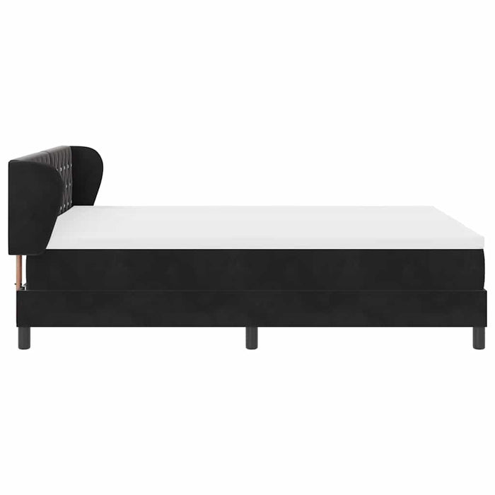 Pat cu arcuri cu headboard Negru 140 x 200 cm Catifea WALTI