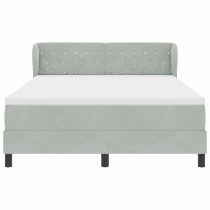 Pat cu arcuri cu saltea Gri deschis 160 x 200 cm Catifea - WALTI WALTI