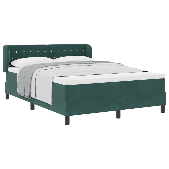 Pat cu arcuri cu headboard Verde închis 160 x 200 cm Catifea WALTI