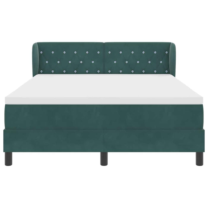 Pat cu arcuri cu headboard Verde închis 160 x 200 cm Catifea WALTI