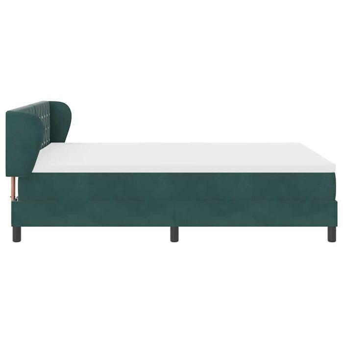 Pat cu arcuri cu headboard Verde închis 160 x 200 cm Catifea WALTI