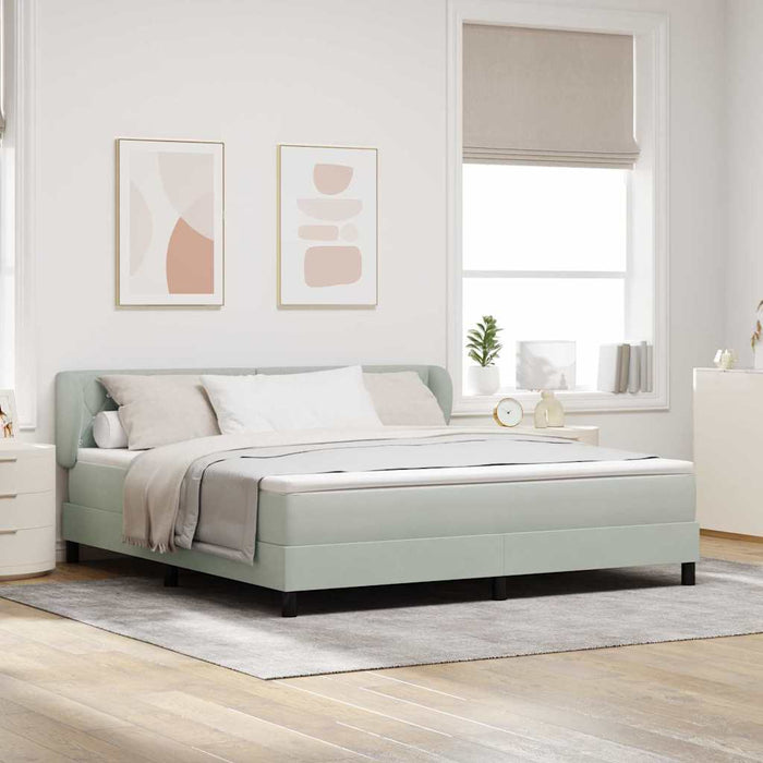 Pat cu arcuri cu headboard Gri deschis 180 x 200 cm Catifea - WALTI WALTI