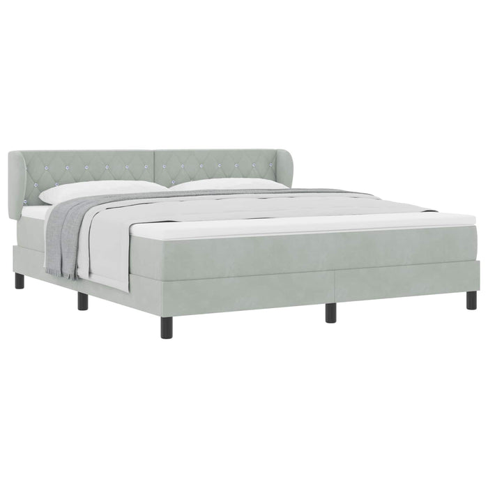 Pat cu arcuri cu headboard Gri deschis 180 x 200 cm Catifea - WALTI WALTI