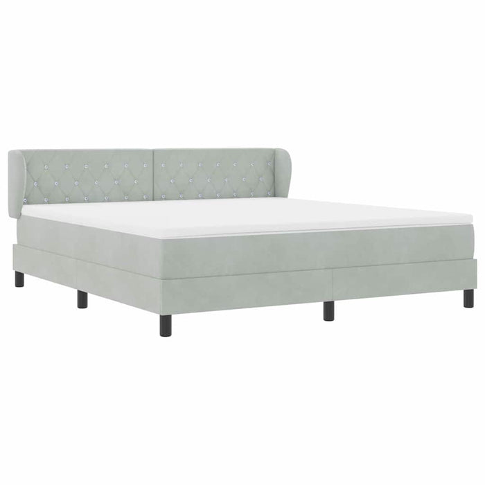 Pat cu arcuri cu headboard Gri deschis 180 x 200 cm Catifea - WALTI WALTI