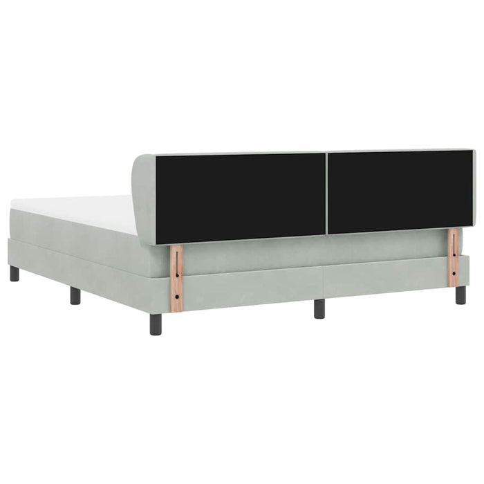 Pat cu arcuri cu headboard Gri deschis 180 x 200 cm Catifea - WALTI WALTI
