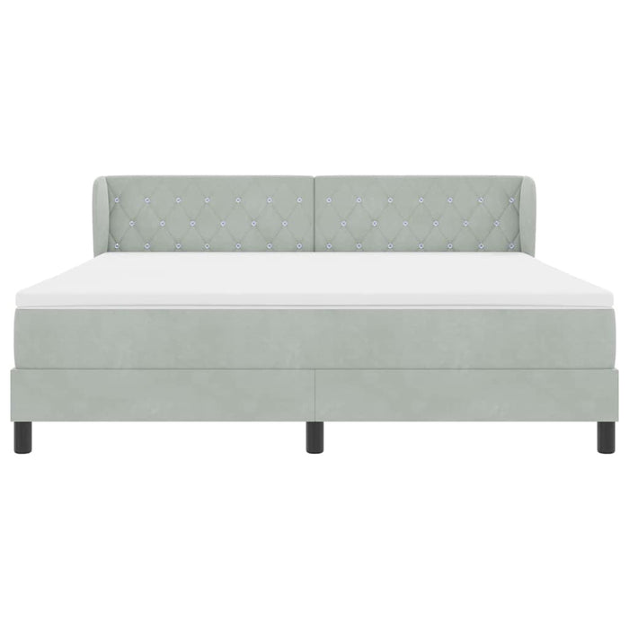 Pat cu arcuri cu headboard Gri deschis 180 x 200 cm Catifea - WALTI WALTI