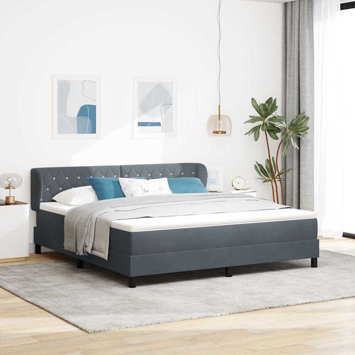Pat cu arcuri cu saltea Gri închis 180 x 200 cm Catifea - WALTI WALTI