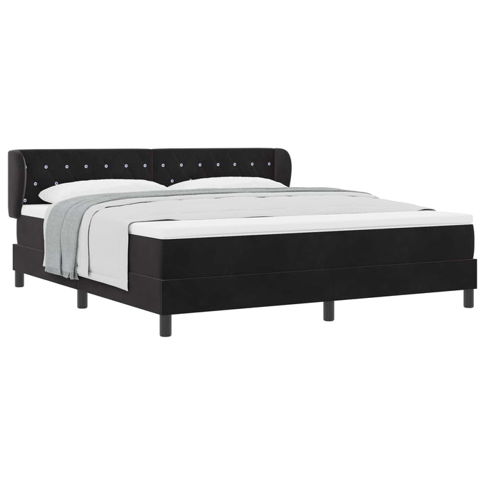 Pat cu arcuri cu headboard Negru 180 x 200 cm Catifea WALTI