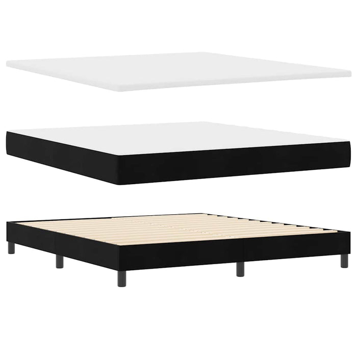 Pat cu arcuri cu headboard Negru 180 x 200 cm Catifea WALTI