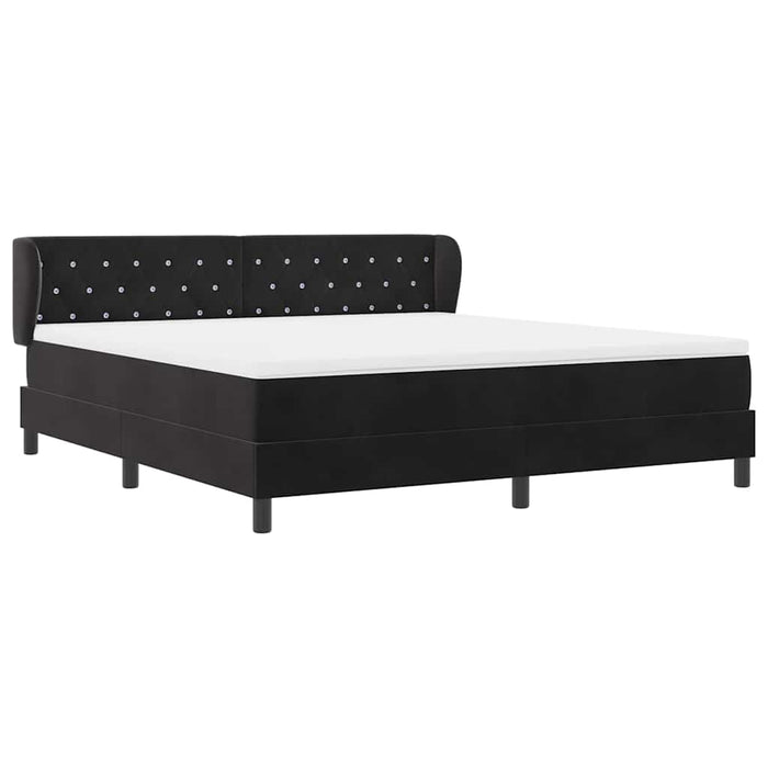Pat cu arcuri cu headboard Negru 180 x 200 cm Catifea WALTI