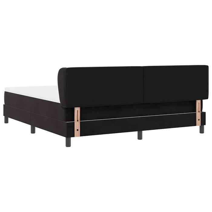 Pat cu arcuri cu headboard Negru 180 x 200 cm Catifea WALTI