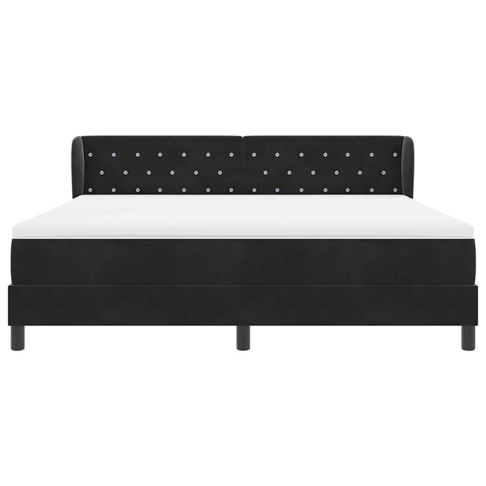 Pat cu arcuri cu headboard Negru 180 x 200 cm Catifea WALTI