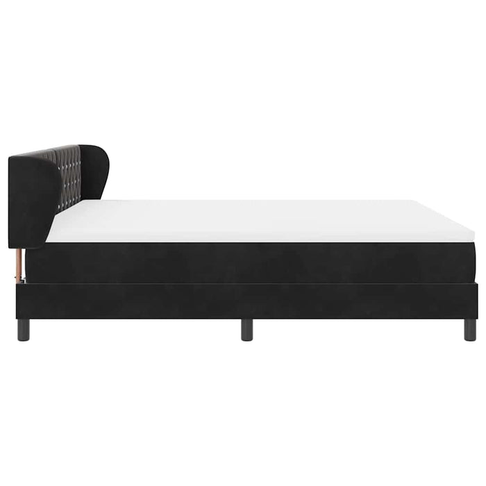 Pat cu arcuri cu headboard Negru 180 x 200 cm Catifea WALTI