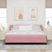 Pat cu arcuri cu saltea cu headboard Roz 180 x 200 cm Catifea - WALTI WALTI
