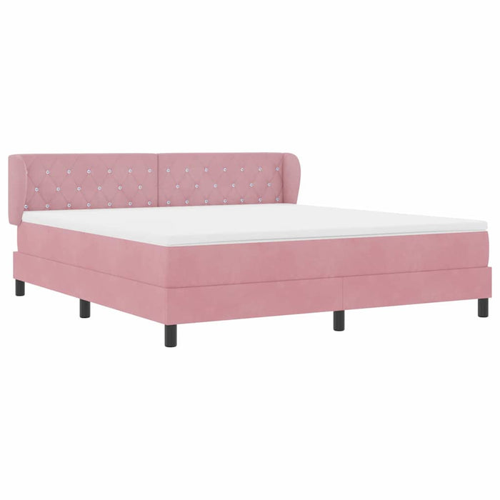Pat cu arcuri cu saltea cu headboard Roz 180 x 200 cm Catifea - WALTI WALTI