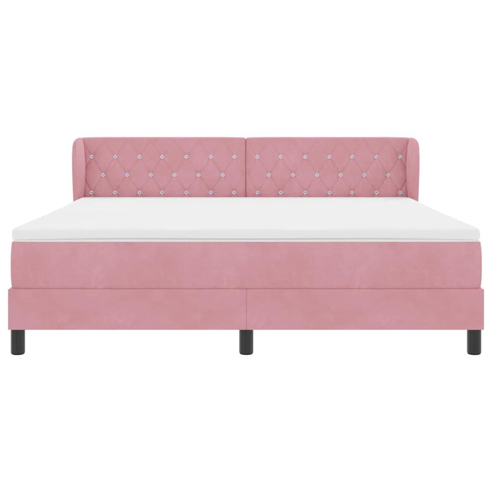 Pat cu arcuri cu saltea cu headboard Roz 180 x 200 cm Catifea - WALTI WALTI