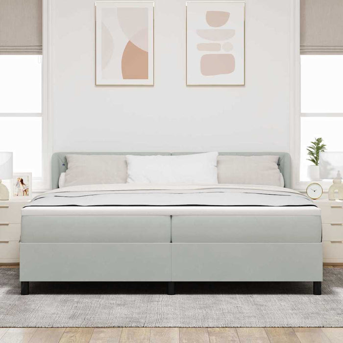 Pat cu arcuri cu saltea Gri deschis 200 x 200 cm Catifea - WALTI WALTI