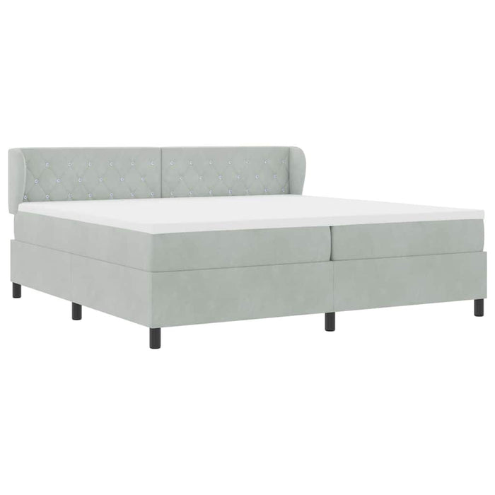 Pat cu arcuri cu saltea Gri deschis 200 x 200 cm Catifea - WALTI WALTI