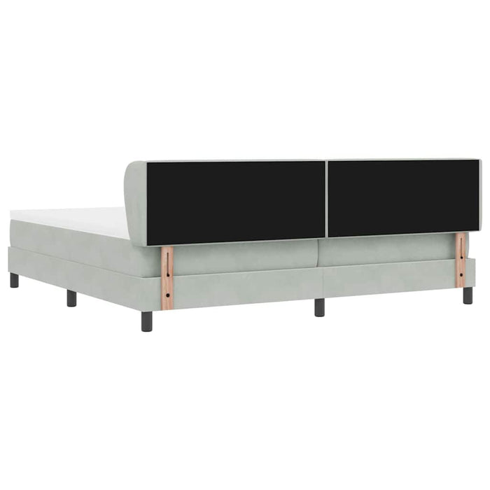 Pat cu arcuri cu saltea Gri deschis 200 x 200 cm Catifea - WALTI WALTI