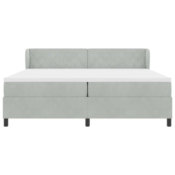 Pat cu arcuri cu saltea Gri deschis 200 x 200 cm Catifea - WALTI WALTI
