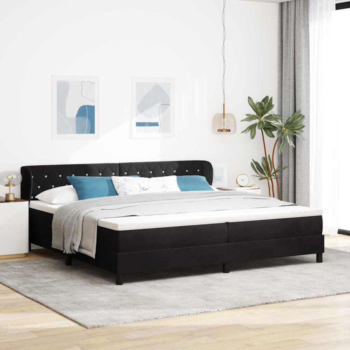 Pat cu arcuri cu saltea cu headboard Negru 200 x 200 cm Catifea - WALTI WALTI