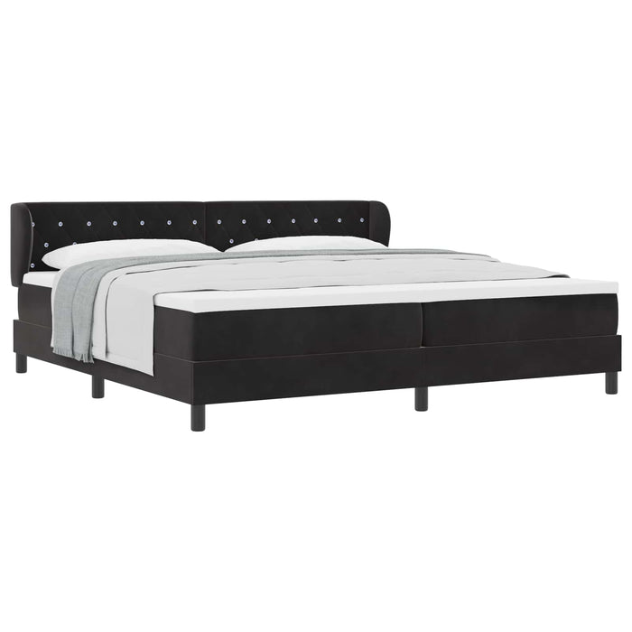 Pat cu arcuri cu saltea cu headboard Negru 200 x 200 cm Catifea - WALTI WALTI
