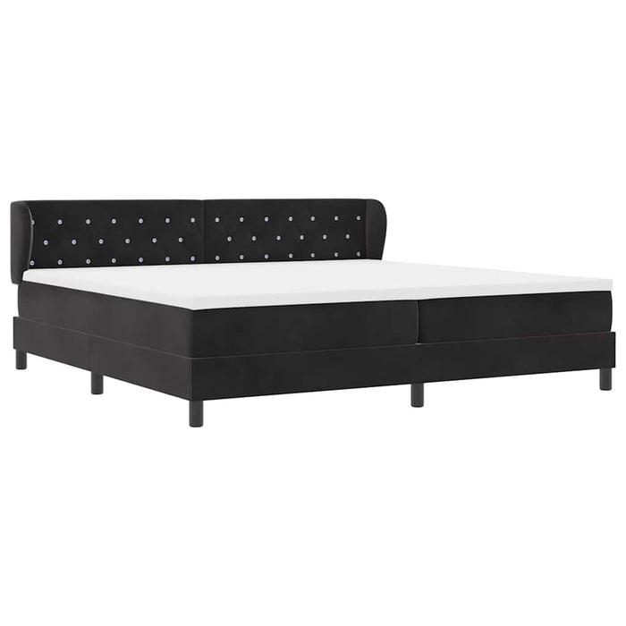 Pat cu arcuri cu saltea cu headboard Negru 200 x 200 cm Catifea - WALTI WALTI