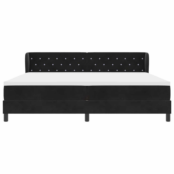 Pat cu arcuri cu saltea cu headboard Negru 200 x 200 cm Catifea - WALTI WALTI