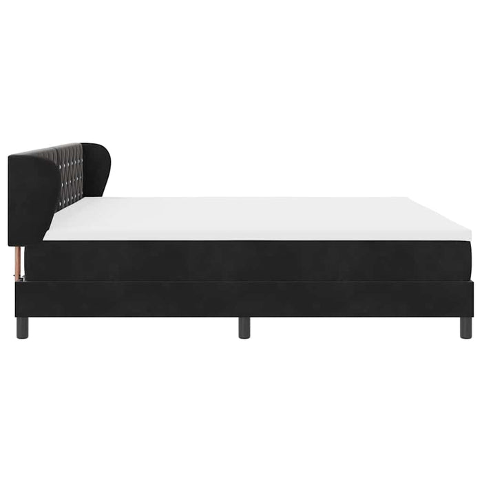 Pat cu arcuri cu saltea cu headboard Negru 200 x 200 cm Catifea - WALTI WALTI