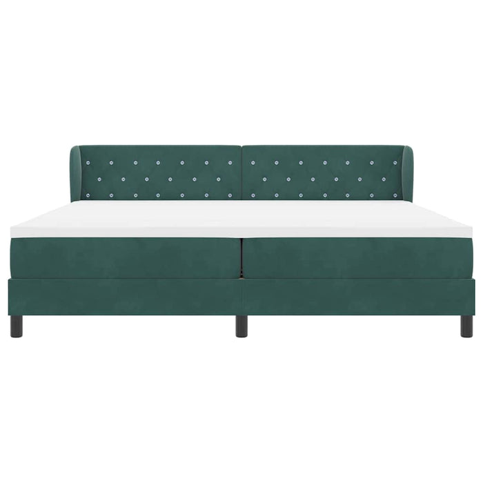 Pat cu arcuri cu saltea Verde închis 200 x 200 cm Catifea - WALTI WALTI