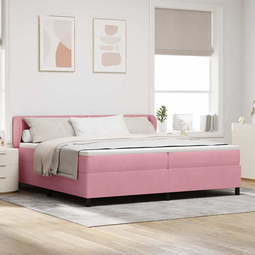 Pat cu arcuri cu headboard Roz 200 x 200 cm Catifea - WALTI WALTI