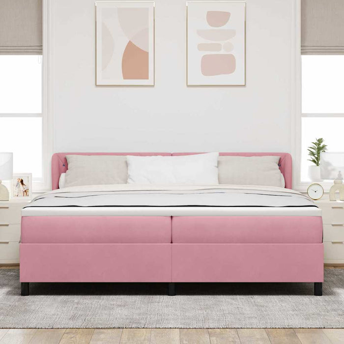 Pat cu arcuri cu headboard Roz 200 x 200 cm Catifea - WALTI WALTI