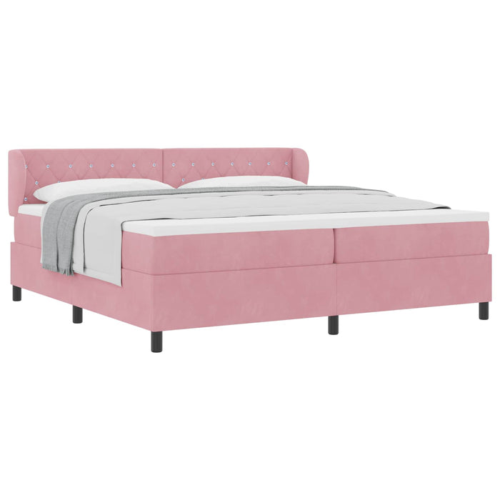 Pat cu arcuri cu headboard Roz 200 x 200 cm Catifea - WALTI WALTI