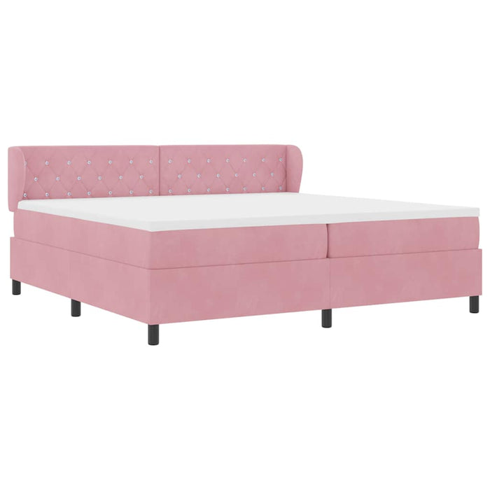 Pat cu arcuri cu headboard Roz 200 x 200 cm Catifea - WALTI WALTI