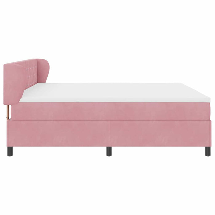 Pat cu arcuri cu headboard Roz 200 x 200 cm Catifea - WALTI WALTI