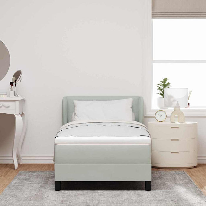 Pat cu arcuri cu headboard Gri deschis 80 x 200 cm Catifea WALTI