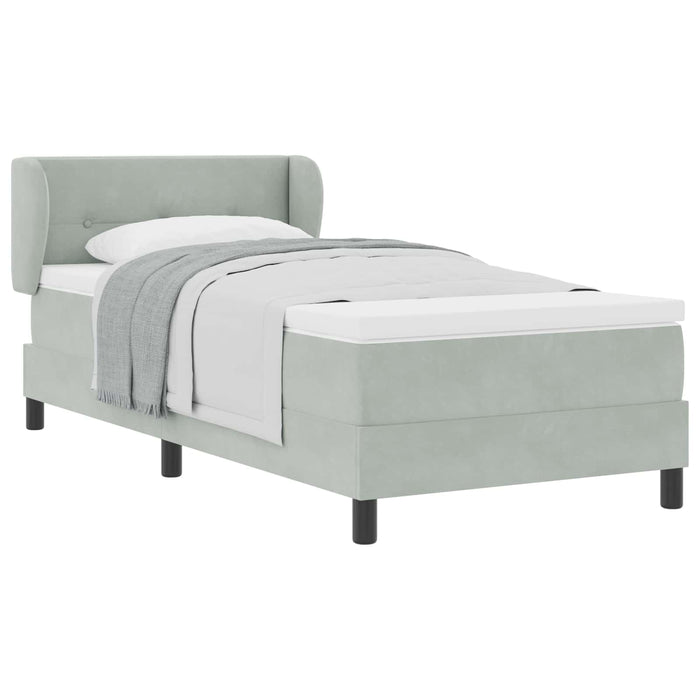 Pat cu arcuri cu headboard Gri deschis 80 x 200 cm Catifea WALTI