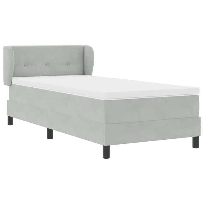Pat cu arcuri cu headboard Gri deschis 80 x 200 cm Catifea WALTI