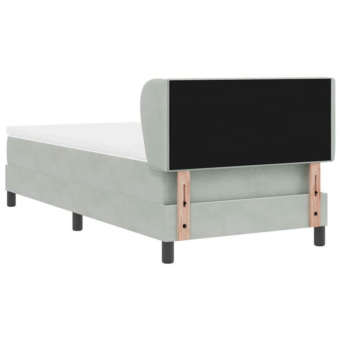 Pat cu arcuri cu headboard Gri deschis 80 x 200 cm Catifea WALTI