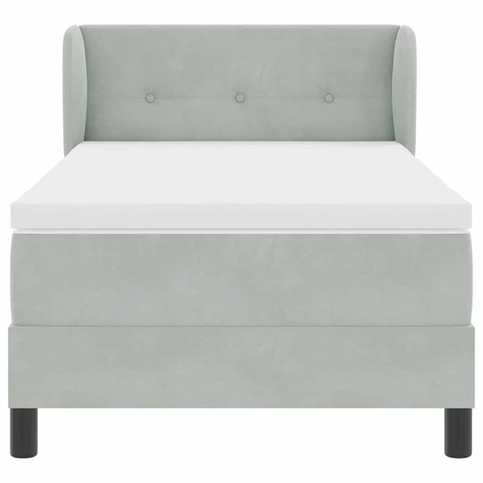 Pat cu arcuri cu headboard Gri deschis 80 x 200 cm Catifea WALTI