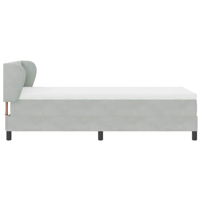 Pat cu arcuri cu headboard Gri deschis 80 x 200 cm Catifea WALTI