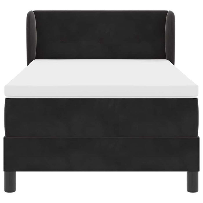 Pat cu arcuri cu saltea cu headboard Negru 90 x 190 cm Catifea - WALTI WALTI