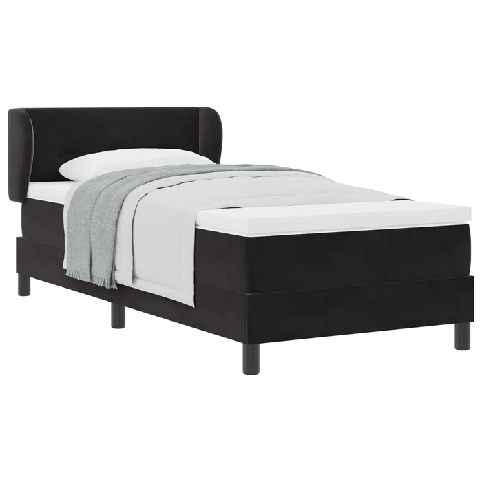 Pat cu arcuri cu saltea cu headboard Negru 100 x 200 cm Catifea - WALTI WALTI