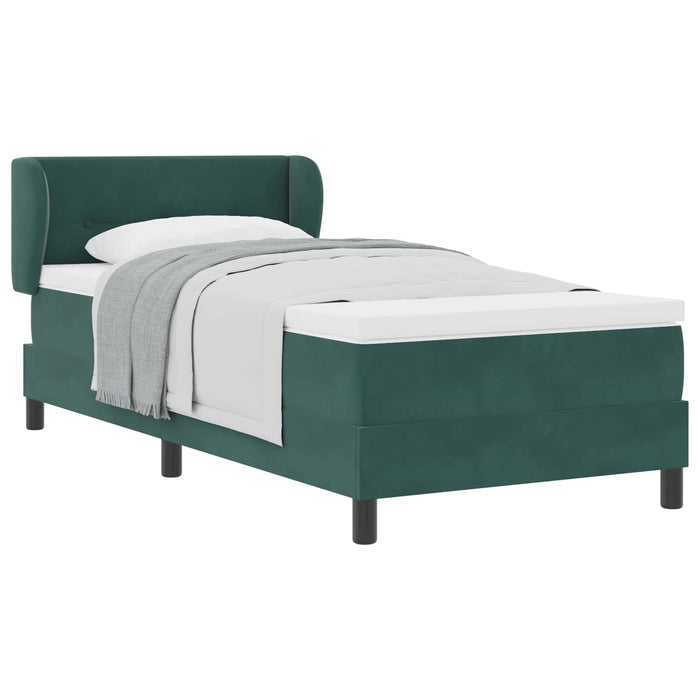 Pat cu arcuri cu headboard Verde închis 100 x 200 cm Catifea WALTI