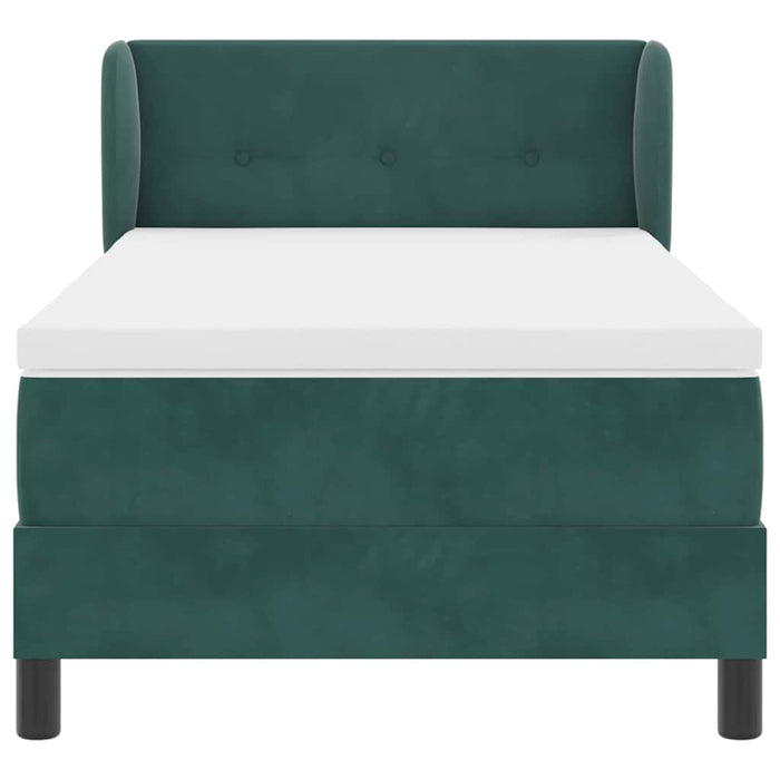 Pat cu arcuri cu headboard Verde închis 100 x 200 cm Catifea WALTI