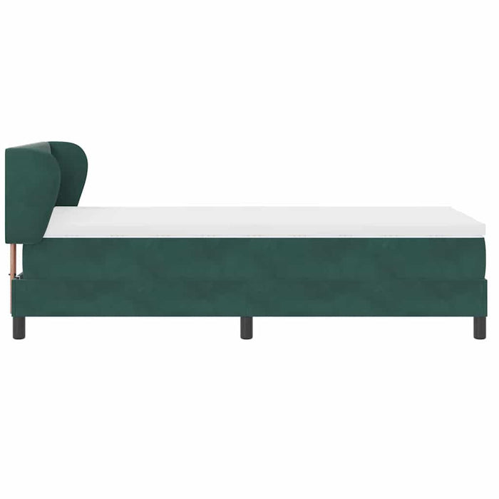 Pat cu arcuri cu headboard Verde închis 100 x 200 cm Catifea WALTI