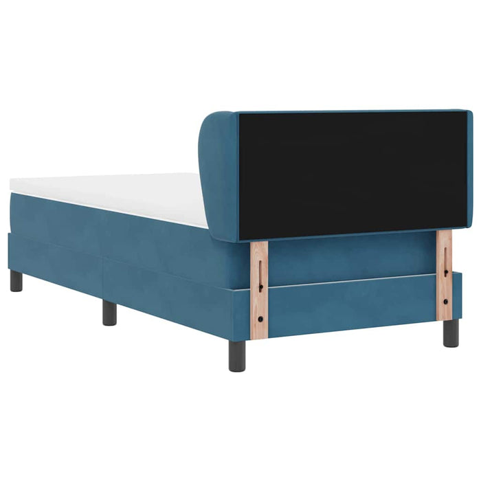 Pat cu arcuri cu headboard Albastru închis 100 x 200 cm Catifea WALTI